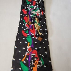 Looney Tunes Mania Christmas Tie 1993 Taz Sleigh 100% Silk Handmade NWT